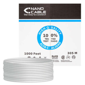 nanocable bobina de cable de red rigido rj45 cat.6 ftp awg24 305m color gris