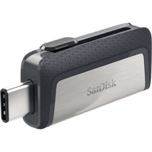 sandisk ultra dual memoria usb c y usb a 128gb hasta 150mb/s de lectura diseño metalico color acero/negro (pendrive)