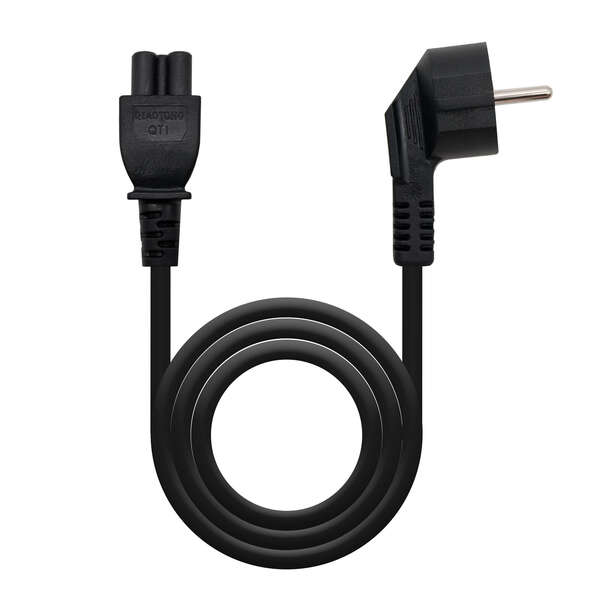 nanocable cable de alimentacion cee7 acodado macho a m c5 hembra trebol 1.50m color negro