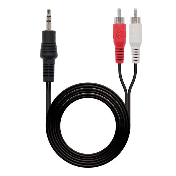 nanocable cable audio estereo jack 3.5mm macho a 2x rca macho 3m color negro