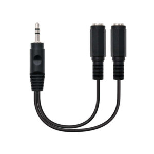 nanocable cable audio estereo 2x jack 3.5mm hembra a jack 3.5mm macho 0.15m color negro
