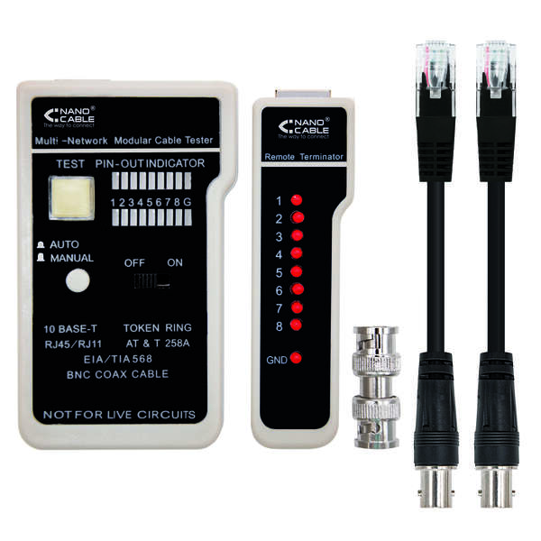 nanocable testeador para cable rj11/rj12/rj45, coaxial