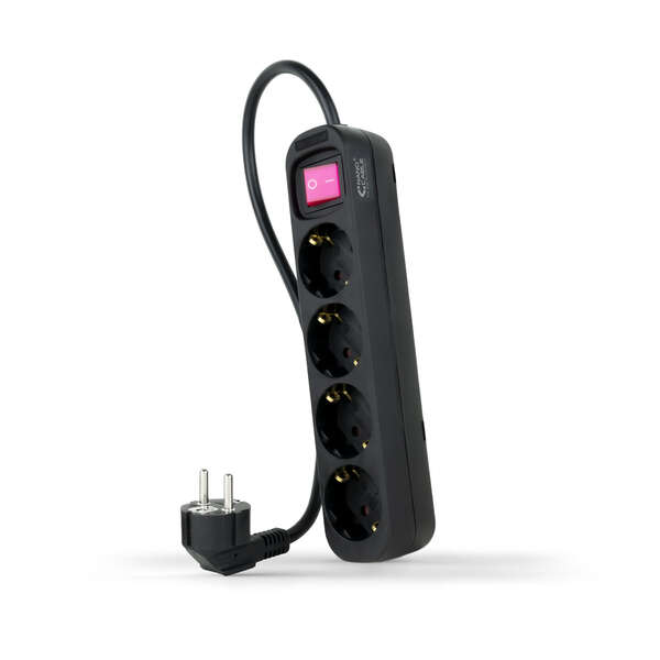 nanocable regleta de proteccion con 4 shuckos cable de 1.40m interruptor on/off color negro