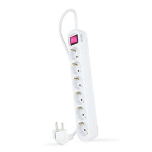 nanocable regleta de proteccion con 6 shuckos cable de 1.40m interruptor on/off color blanco
