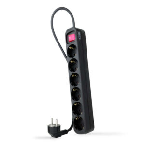 nanocable regleta de proteccion con 6 shuckos cable de 1.40m interruptor on/off color negro