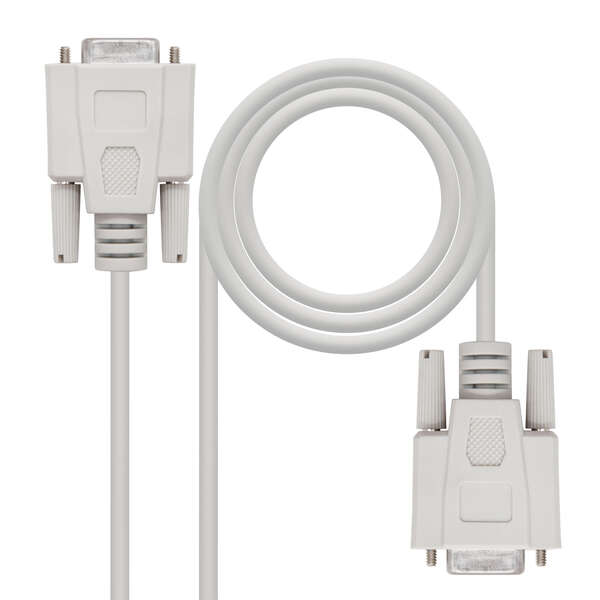 nanocable cable serie modem db9 hembra a db9 hembra 1.80m color beige