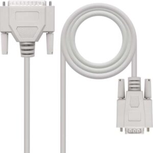 nanocable cable serie modem db9 hembra a db25 macho 1.80m color beige