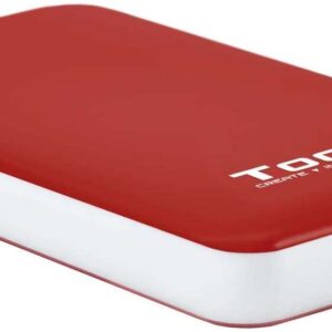 tooq carcasa externa hdd/sdd 2.5" hasta 9.5mm sata usb 3.0/3.1 gen 1 sin tornillos color rojo/blanco