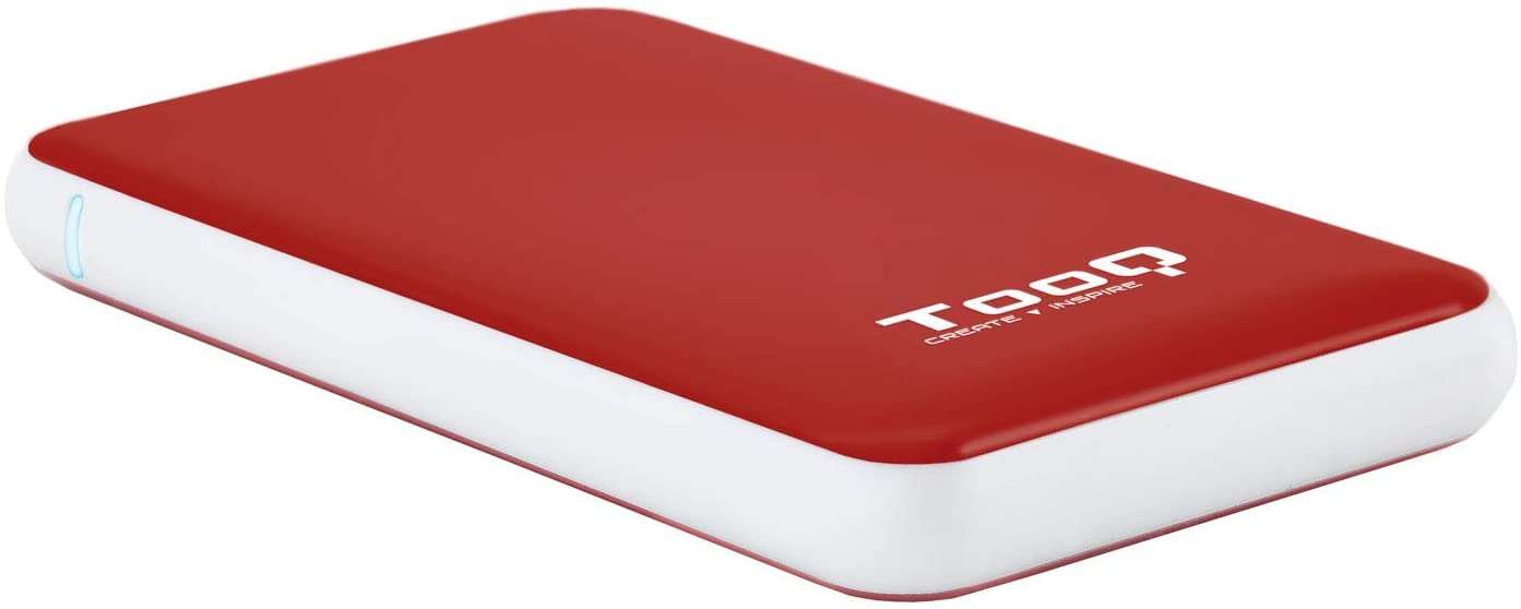 tooq carcasa externa hdd/sdd 2.5" hasta 9.5mm sata usb 3.0/3.1 gen 1 sin tornillos color rojo/blanco