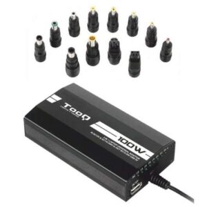 tooq cargador universal para portatil 100w usb 12 adaptadores voltaje 12 24v indicador led