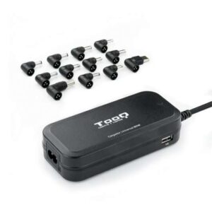 tooq cargador universal automatico para portatil 90w 2x usb 12 adaptadores voltaje 12 20v
