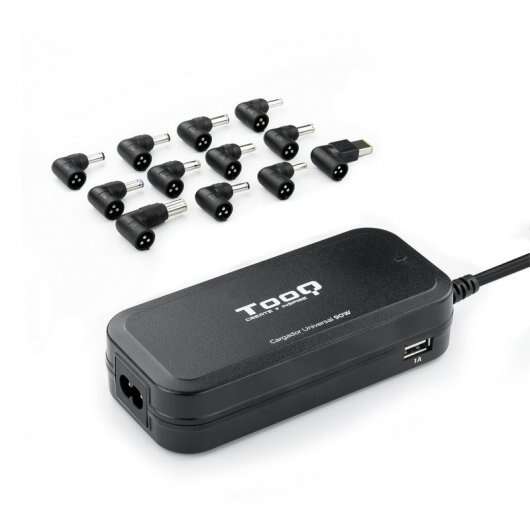 tooq cargador universal automatico para portatil 90w 2x usb 12 adaptadores voltaje 12 20v