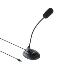 tooq microfono de escritorio flexible omnidireccional interruptor on/off cable de 2m jack 3.5mm color negro