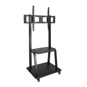tooq soporte de pantalla de suelo con ruedas 37" 100" bloqueo de ruedas dos estantes peso max 150kg vesa 800x600mm color negro