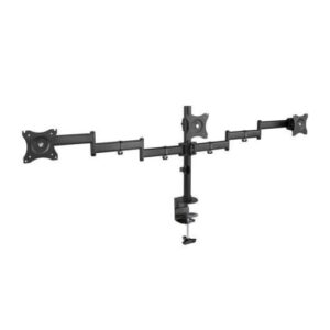 tooq soporte de mesa con brazos articulados para 3 monitores de 13" 27" giratorio e inclinable gestion de cables peso max 8kg x brazo vesa 100x100mm