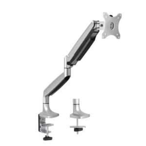 tooq soporte de mesa con brazo articulado para monitor de 13" 32" giratorio e inclinable piston de gas peso max 9kg vesa 100x100mm color aluminio