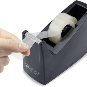 rapesco portarollos para cinta adhesiva 19mmx33m base de goma antideslizante cinta no incluida