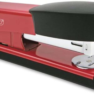 rapesco bowfin grapadora metalica de sobremesa hasta 25 hojas grapas 26/6, 24/6 grapado cerrado y abierto color rojo/negro