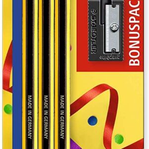 staedtler noris 120 pack de 3 lapices de grafito hexagonales + goma de borrar + sacapuntas mina hb ultrarresistente de 2mm madera de bosques sostenibles