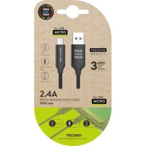 techonetech cable usb a macho a micro usb macho 1m recubierto de nylon trenzado