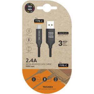 techonetech cable usb a macho a usb c macho 1m recubierto de nylon trenzado