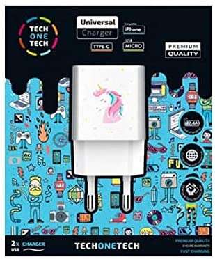 techonetech unicornio dream cargador doble de pared usb a alto rendimiento
