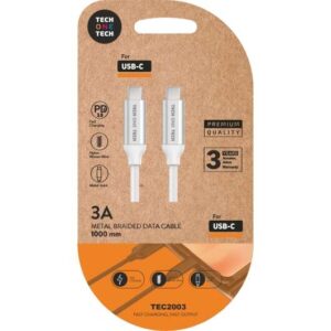 techonetech cable usb c pd 3.0 macho a usb c macho 1m recubierto de nylon trenzado