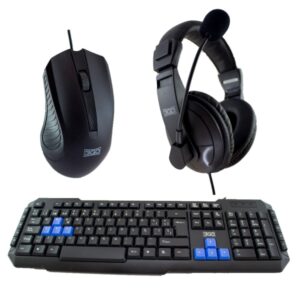 3go drile h2 pack usb teclado multimedia + raton 1000dpi 5 botones + auriculares con microfono uso ambidiestro color negro