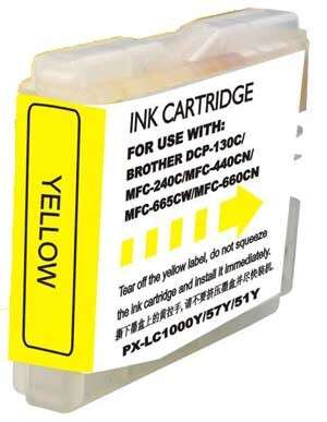 brother lc1000xl/lc970xl amarillo cartucho de tinta generico reemplaza lc1000y/lc970y