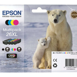 epson t2636 (26xl) pack de 4 cartuchos de tinta originales c13t26364010