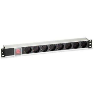 cromad regleta 8 shuckos para montaje en rack 19" 1u interruptor on/off carcasa de aluminio cable de 1.80m