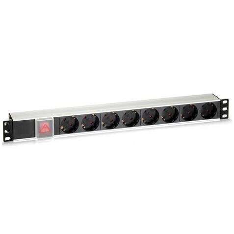 cromad regleta 8 shuckos para montaje en rack 19" 1u interruptor on/off carcasa de aluminio cable de 1.80m
