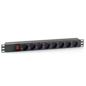 cromad regleta 8 shuckos para montaje en rack 19" 1u interruptor on/off carcasa de plastico cable de 1.80m
