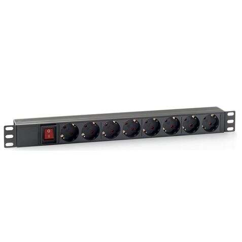 cromad regleta 8 shuckos para montaje en rack 19" 1u interruptor on/off carcasa de plastico cable de 1.80m