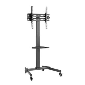 cromad soporte de suelo con ruedas para tv 32" 55" bloqueo de ruedas ajustable en altura bandeja multiusos peso max 35kg vesa 400x400mm