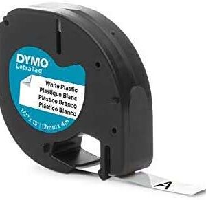 dymo letratag s0721610/s0721660 cinta de etiquetas original para rotuladora texto negro sobre fondo blanco ancho 12mm x 4 metros (91201/91221)