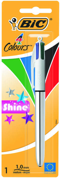 bic 4 colours shine boligrafo de bola retractil punta media de 1.0mm tinta con base de aceite 4 colores de tinta