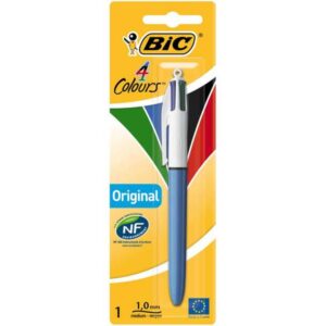 bic 4 colours original boligrafo de bola retractil punta media de 1.0mm tinta con base de aceite cuerpo azul/blanco 4 colores
