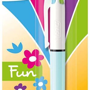bic 4 colours fun boligrafo de bola retractil punta media de 1.0mm tinta con base de aceite tinta de colores: rosa, morado, turquesa y verde lima