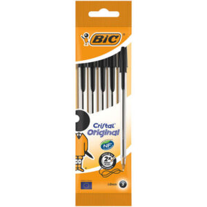 bic cristal original pack de 5 boligrafos de bola punta redonda de 1.0mm trazo 0.4mm tinta con base de aceite color negro