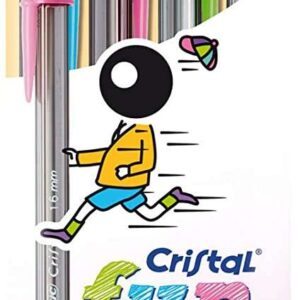 bic cristal fun pack de 4 boligrafos de bola punta redonda de 1.6mm trazo 0.42mm tinta con base de aceite colores surtidos