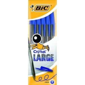 bic cristal large pack de 5 boligrafos de bola punta redonda de 1.6mm trazo 0.6mm tinta con base de aceite color azul