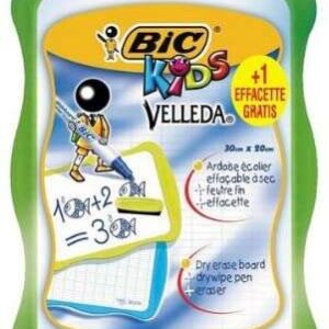 bic velleda kids pizarra escolar blanca y milimetrada + 1 marcador velleda azul + 1 borrador dimensiones: 20x30cm colores aleatorios