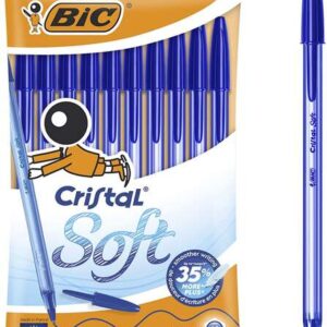 bic cristal soft pack de 10 boligrafos de bola punta media de 1.2mm trazo 0.45mm escritura mas fluida color azul
