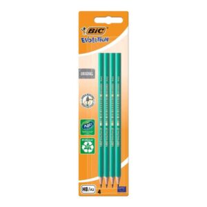 bic evolution pack de 4 lapices de grafito hexagonal mina hb ultrarresistente sin madera no se astilla