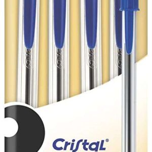 bic cristal original pack de 4 boligrafos de bola punta redonda de 1.0mm trazo 0.4mm tinta con base de aceite color azul