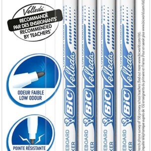 bic velleda 1721 pack de 4 rotuladores para pizarra punta fina trazo de 1.5mm borrado optimo colores surtidos