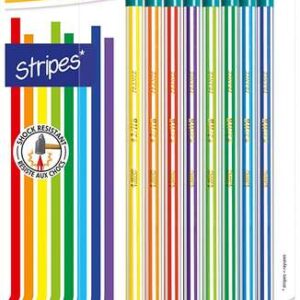 bic evolution stripes pack de 8 lapices de grafito hexagonales con goma de borrar mina hb ultraresistente fabricados en resina sintetica cuerpo de colores surtidos