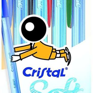 bic cristal soft pack de 4 boligrafos de bola punta media de 1.2mm trazo 0.45mm escritura mas fluida colores surtidos