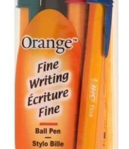 bic orange original fine pack de 4 boligrafos de bola punta redonda de 0.8mm trazo de 0.3mm tinta con base de aceite cuerpo naranja colores surtidos